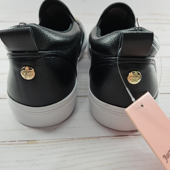Juicy Couture Congrats Black Faux Leather Logo Slip On Sneakers‎ Womens Size 9.5 - Picture 5 of 9